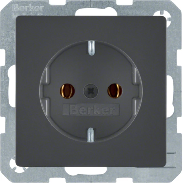 Розетка з з/к, гвинтові клеми, 16А/250В, антрацит, Q.x Berker 41436086