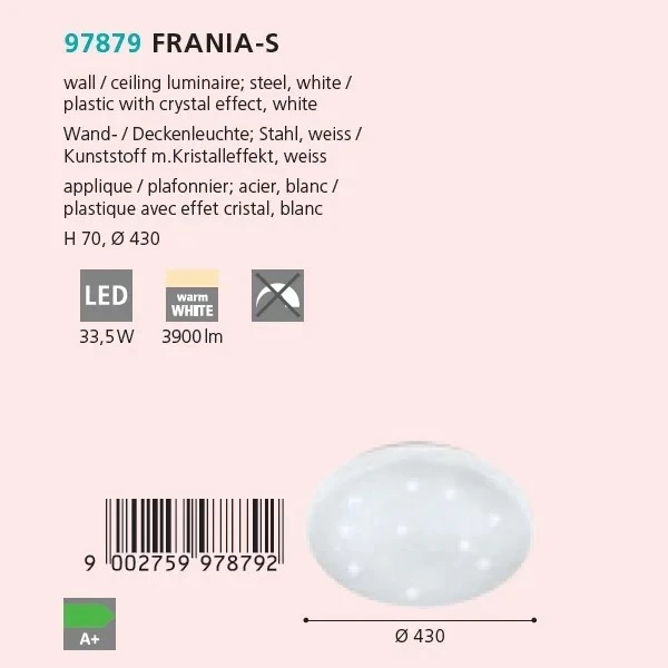 Стельовий світильник Eglo FRANIA 34Вт 3000К білий 97879 - Фото 2