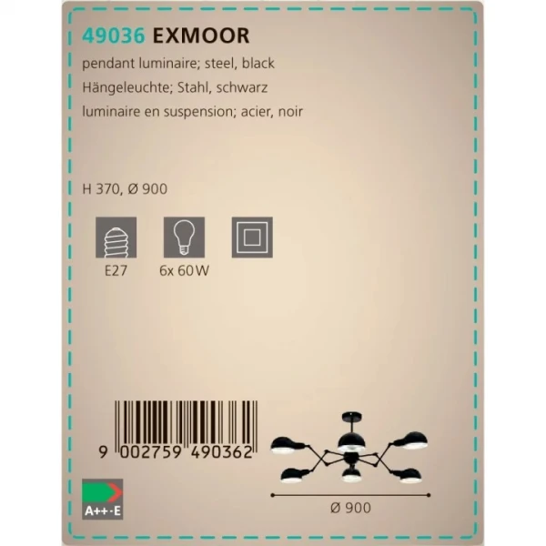 Люстра Eglo EXMOOR E27 чорний 49036 - Фото 4