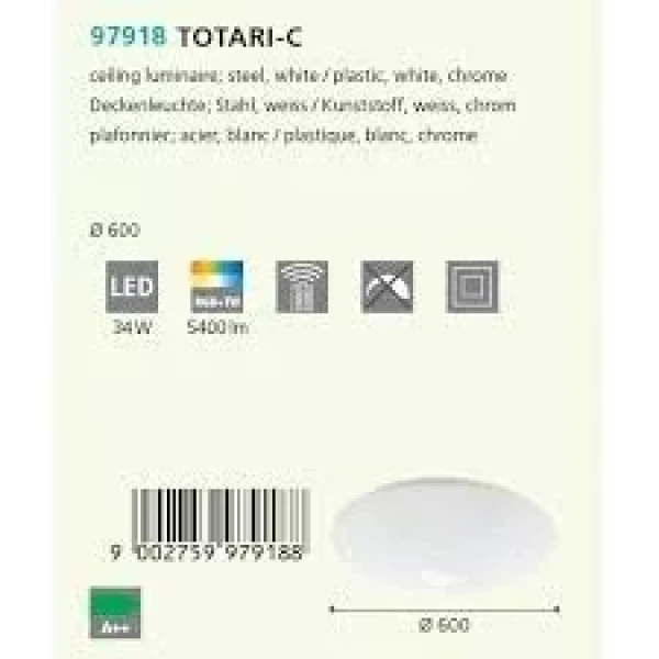 Стельовий світильник Eglo TOTARI 34Вт 2700-6500К білий 97918 - Фото 2