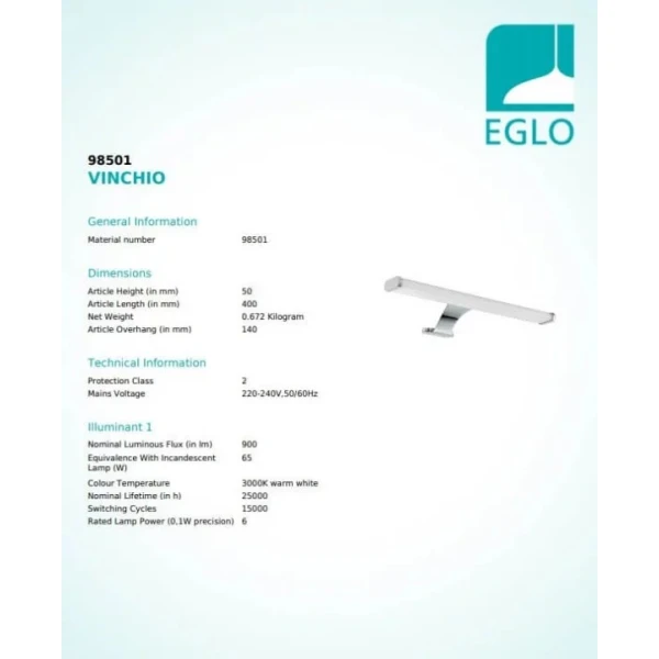 Підсвітка картин Eglo VINCHIO 8Вт 3000К білий 98501 - Фото 3