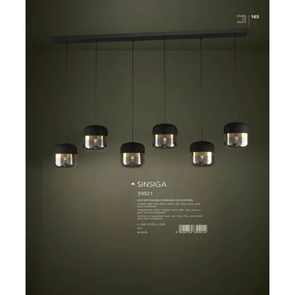 Підвісний світильник Eglo SINSIGA E27 чорний 39921 - Фото 2