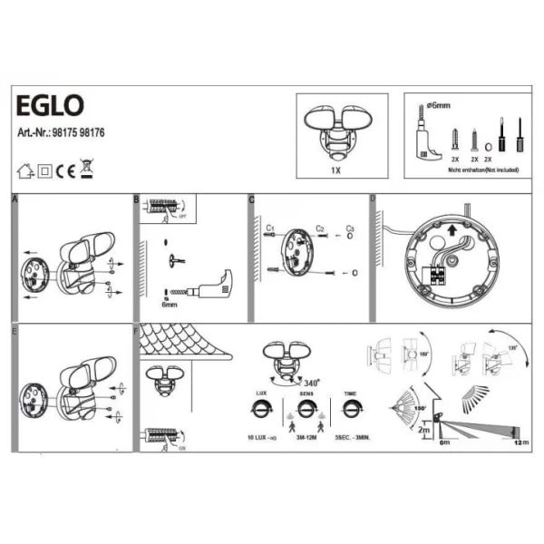 Фасадний світильник Eglo PAGINOPAGINO 30Вт 5000К чорний 98176 - Фото 2