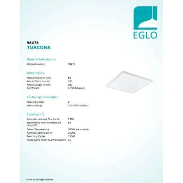 Стельовий світильник Eglo TURCONA 11Вт 3000К білий 98475 - Фото 3