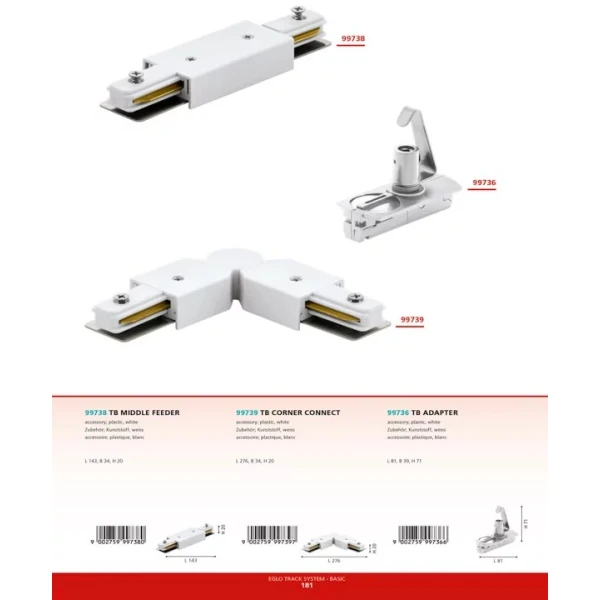 L-конектор Eglo TB CORNER CONNECT білий 99739 - Фото 2