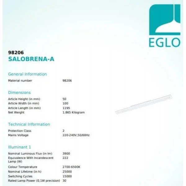 Стельовий світильник Eglo SALOBRENA 30Вт 2700-6500К білий 98206 - Фото 3