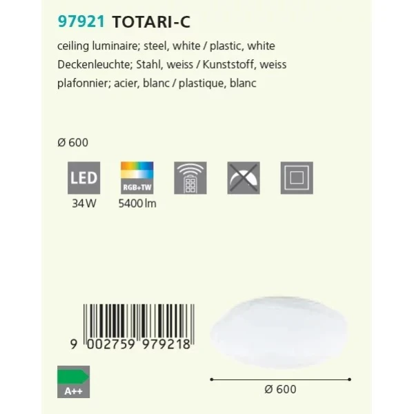Стельовий світильник Eglo TOTARI 34Вт 2700-6500К білий 97921 - Фото 2