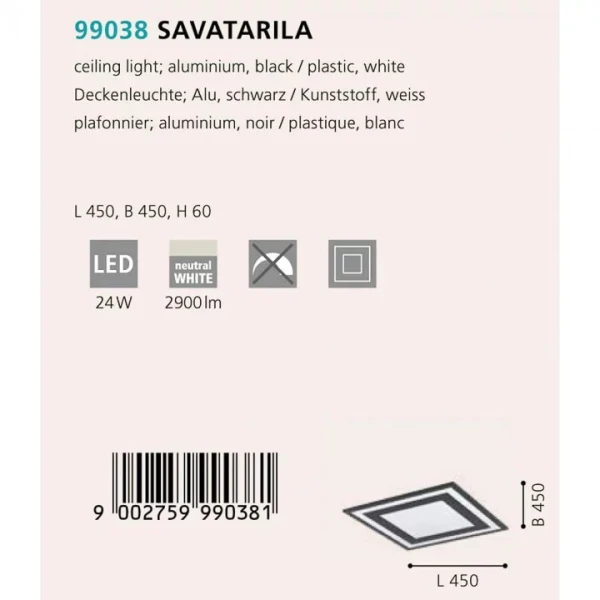 Стельовий світильник Eglo SAVATARILA 24Вт 4000К білий 99038 - Фото 3
