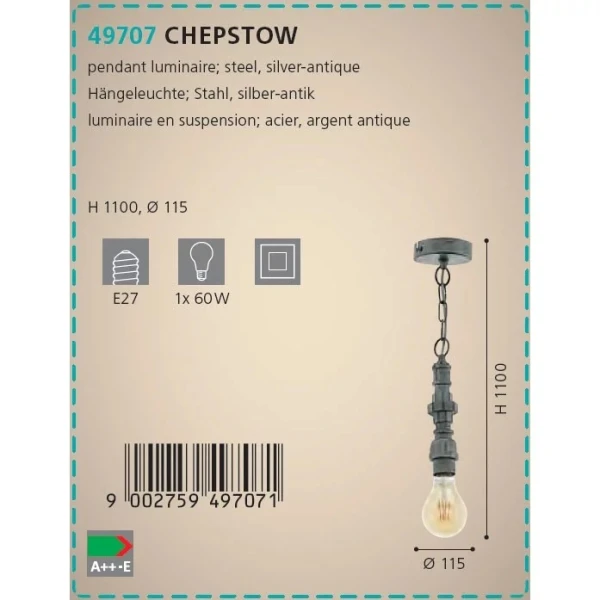 Підвісний світильник Eglo CHEPSTOW E27 сірий 49707 - Фото 2