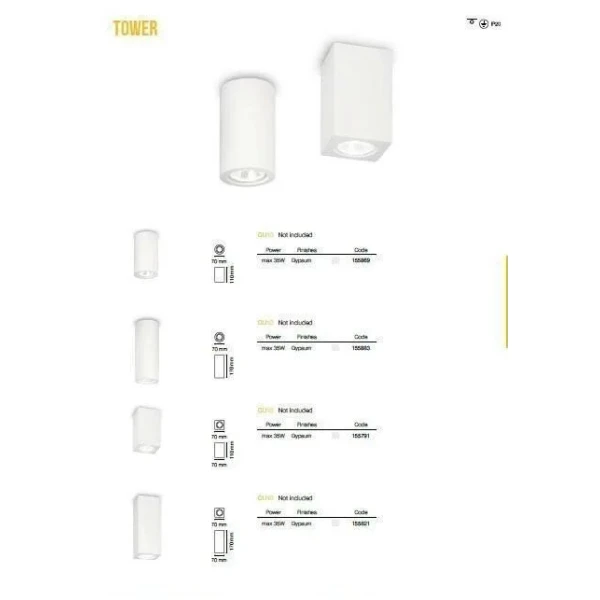 Накладний точковий світильник Ideal Lux TOWER GU10 білий 155791 - Фото 2