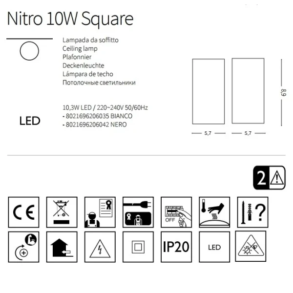 Накладний точковий світильник Ideal Lux NITRO 10Вт 3000К чорний 206042 - Фото 4
