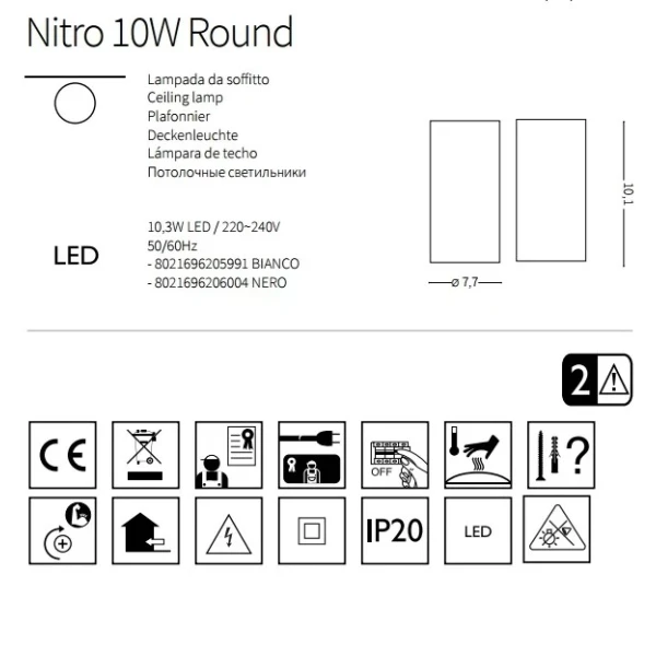 Накладний точковий світильник Ideal Lux NITRO 10Вт 3000К білий 205991 - Фото 4