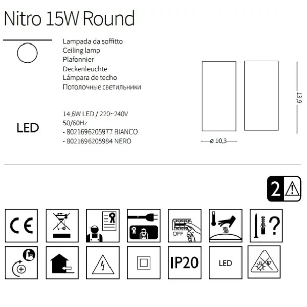 Накладний точковий світильник Ideal Lux NITRO 15Вт 3000К чорний 205984 - Фото 2