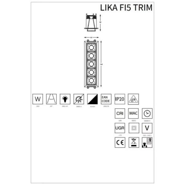 Врізний точковий світильник IDEAL LUX LIKA 10Вт 3000К білий 206219 - Фото 4