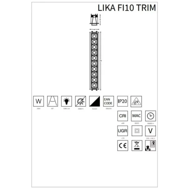 Врізний точковий світильник IDEAL LUX LIKA 20Вт 3000К білий 206233 - Фото 3