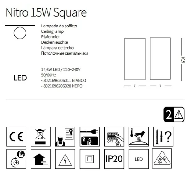 Накладний точковий світильник Ideal Lux NITRO 15Вт 3000К білий 206011 - Фото 4