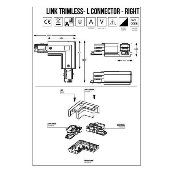L-конектор Ideal Lux LINK TRIMLESS черний 169712 - Фото 2