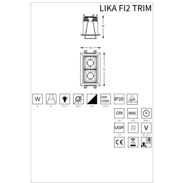 Врізний точковий світильник IDEAL LUX LIKA 4Вт 3000К білий 206196 - Фото 3