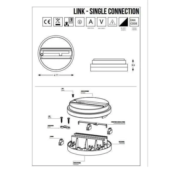 Накладна основа Ideal Lux LINK IP20 білий 170145 - Фото 3