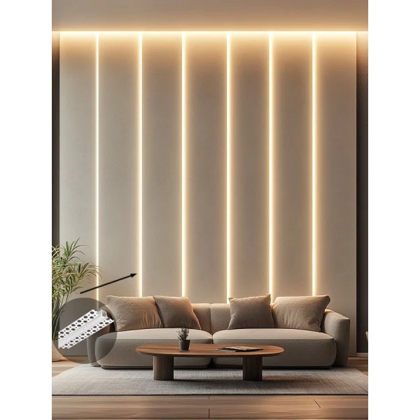 Алюмінієвий врізний профіль під шпаклівку KLP1010 для LED стрічок, з розсіювачем KLOODI 3м. (Ціна за 1 штуку) - Фото 4