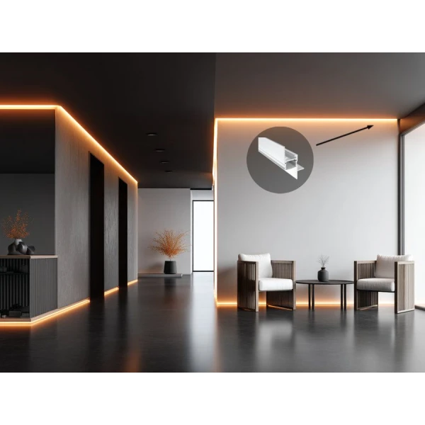 Алюмінієвий врізний профіль KLP5113TR_3 для LED стрічок, з розсіювачем KLOODI 3м. (Ціна за 1 штуку) - Фото 4