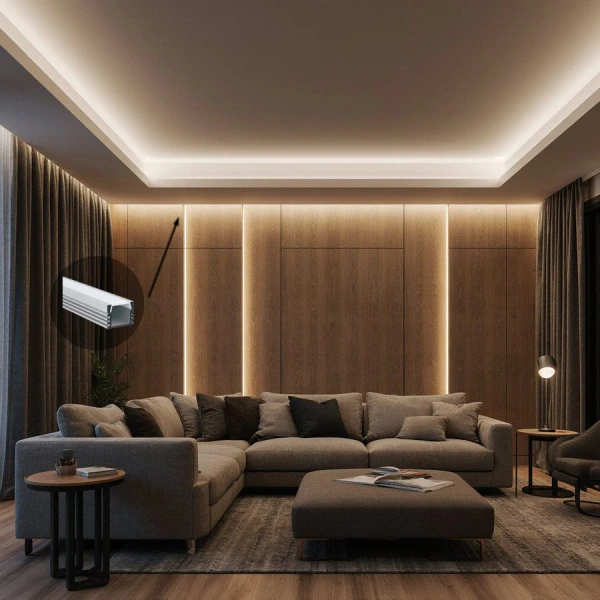 Алюмінієвий профіль KLP1612_2 KLOODI для LED стрічок, з розсіювачем накладного та підвісного монтажу 2м. (Ціна за 1 штуку) - Фото 3