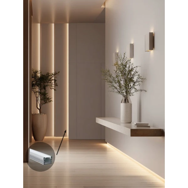 Алюмінієвий профіль KLP1612_2 KLOODI для LED стрічок, з розсіювачем накладного та підвісного монтажу 2м. (Ціна за 1 штуку) - Фото 4