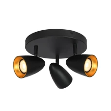 Italux Tino GU10 чорний SPL-36748-3R-BK-GD. Спот світильник