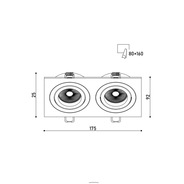Світильник точковий врізний KLOODI KD-BASE SQ92x175 GU10 BK - Фото 2