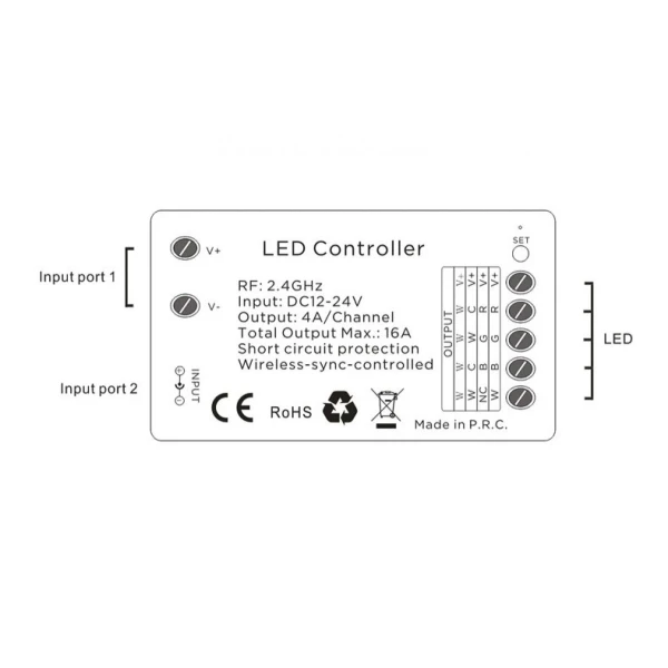 Контролер димер WIFI TUYA SMART, DIM, 12-24V DC 4*4A, 4*48-96W RF2.4GHz KD-D011 KLOODI - Фото 3