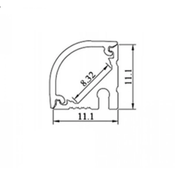 Алюмінієвий кутовий профіль KLP1111 KLOODI для LED стрічок, з розсіювачем 3м. (Ціна за 1 штуку) - Фото 2