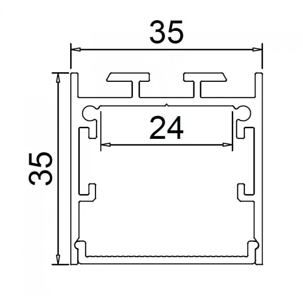 Алюмінієвий профіль KLP3535 3 MX KLOODI для LED стрічок, з розсіювачем підвісного монтажу 3м. (Ціна за 1 штуку) - Фото 2