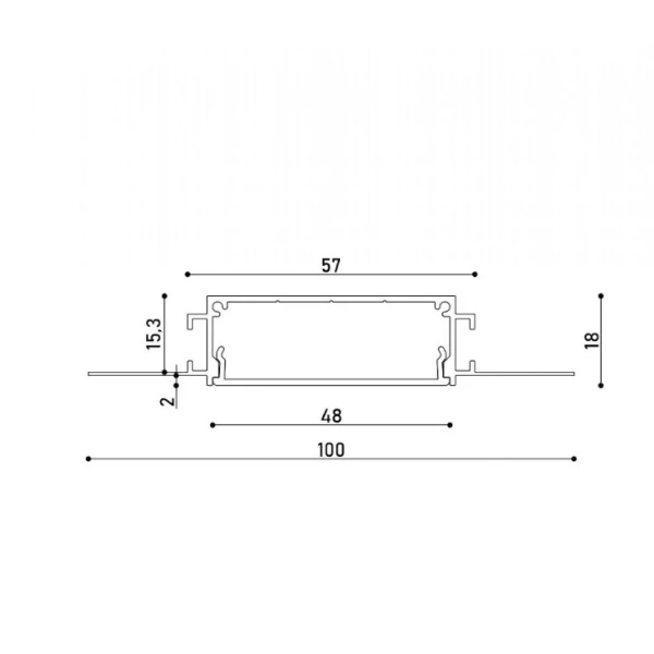 Алюмінієвий профіль KLP5020TR_3 100*18 (мм) KLOODI для LED стрічок, з розсіювачем врізного монтажу під шпаклівку 3м. (Ціна за 1 штуку) - Фото 2