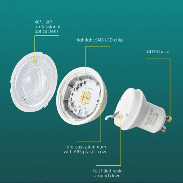 Лампочка LED GU10 7W 4000К 550Lm Kloodi KDGU10-7WSMD 4K - Фото 3