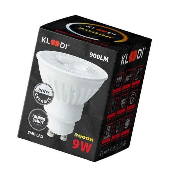 Лампочка LED GU10 9W 3000К 900Lm Kloodi KDGU10-9WSMD 3K 60D - Фото 5