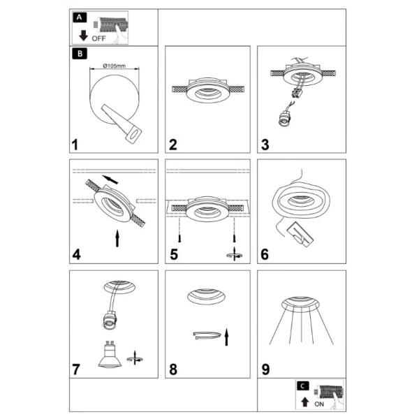Світильник точковий врізний KD-GIPS RD100 H27 GU10 Kloodi - Фото 5