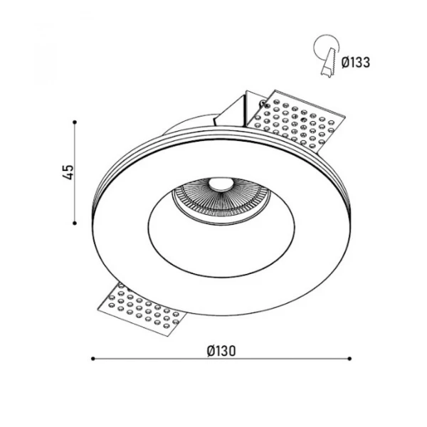 Світильник точковий врізний KD-GIPS RD130 H45 GU10 Kloodi - Фото 3