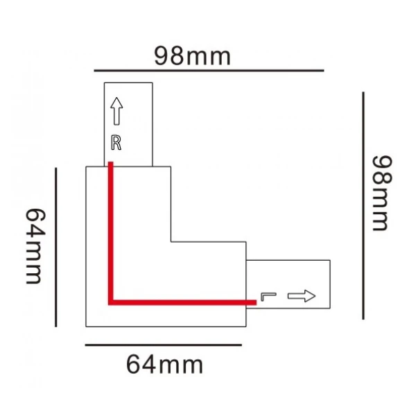 З`єднання кутове 90° ліве, чорне KDTR-263 L BK Kloodi - Фото 2