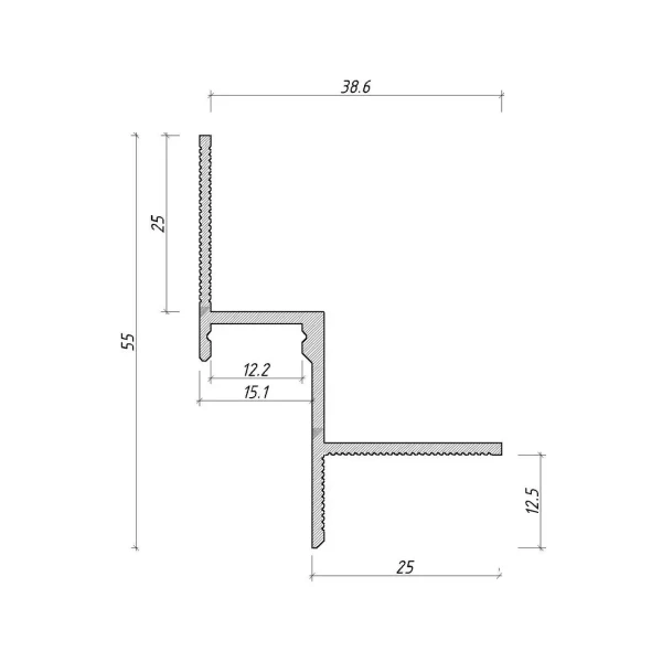 Алюмінієвий врізний профіль АПТШ-15 з розсіювачем (Ціна за 1 м.п.) - Фото 2