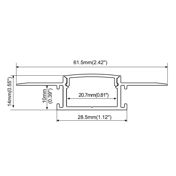 Алюмінієвий врізний профіль під шпаклівку KLP2110TR для LED стрічок, з розсіювачем KLOODI 3м. (Ціна за 1 штуку) - Фото 2