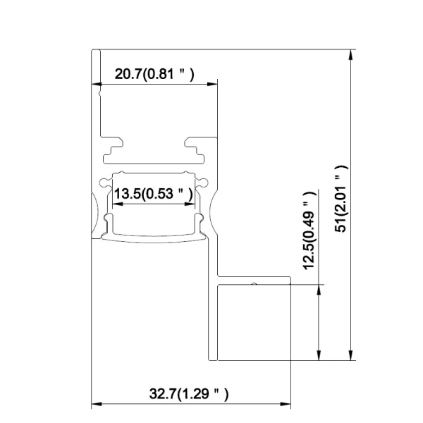 Алюмінієвий врізний профіль KLP5113TR_3 для LED стрічок, з розсіювачем KLOODI 3м. (Ціна за 1 штуку) - Фото 2