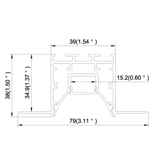 Алюмінієвий врізний профіль під шпаклівку KLP165 для LED стрічок, KLOODI 2м. (Ціна за 1 шт) - Фото 2