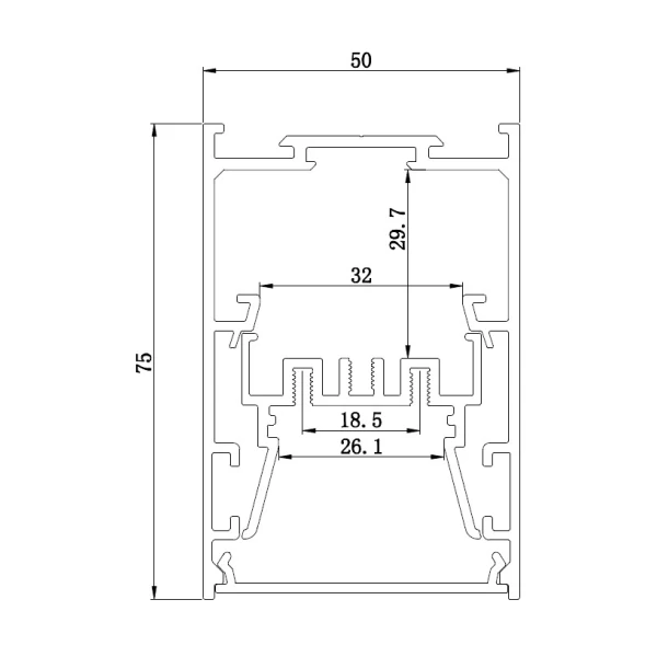 Алюмінієвий профіль KLP5075-R1 KLOODI для LED стрічок, з розсіювачем накладного та підвісного монтажу 2,5 м (Ціна за 1 штуку) - Фото 2