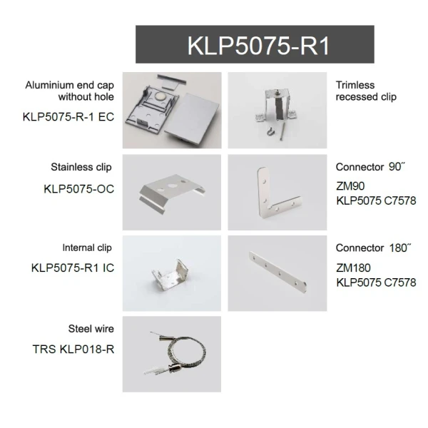 Алюмінієвий профіль KLP5075-R1 KLOODI для LED стрічок, з розсіювачем накладного та підвісного монтажу 2,5 м (Ціна за 1 штуку) - Фото 3