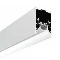 Kloodi KLP5080 53,8*80 (мм). Підвісний алюмінієвий профіль для LED стрічок з розсіювачем та вставкою з ефектом "антиблік" 2,5 м (Ціна за 1 штуку)