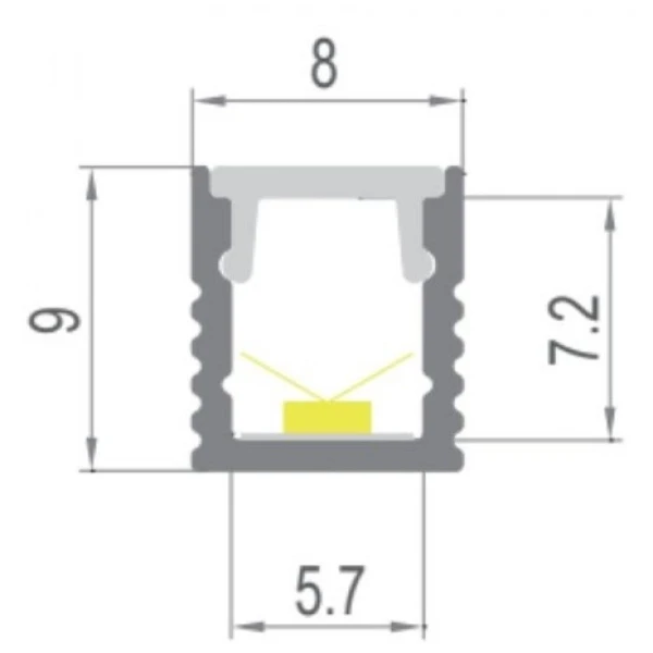 Алюмінієвий профіль KLP0809_2 KLOODI для LED стрічок, з розсіювачем накладного та підвісного монтажу 2м. (Ціна за 1 штуку) - Фото 2