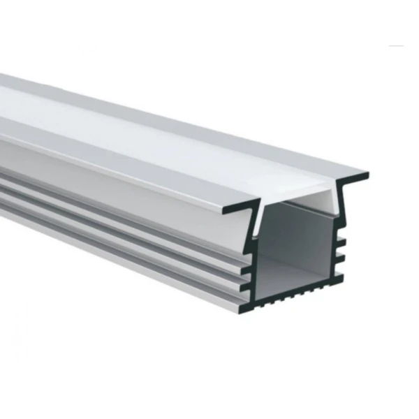 Алюмінієвий профіль KLP1612KR_2 KLOODI для LED стрічок, з розсіювачем врізного монтажу 2м. (Ціна за 1 штуку) - Фото 1