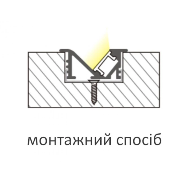 Алюмінієвий профіль KLP2009_3 KLOODI для LED стрічок, з розсіювачем врізного монтажу 3м. (Ціна за 1 штуку) - Фото 3