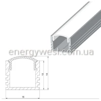 LP ЛП12 16*12 (мм). Накладний профіль для LED стрічок, з розсіювачем LP. (Ціна за 1 м.п.)