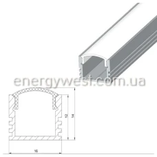 LP ЛП12 16*12 (мм). Накладний профіль для LED стрічок, з розсіювачем LP. (Ціна за 1 м.п.)